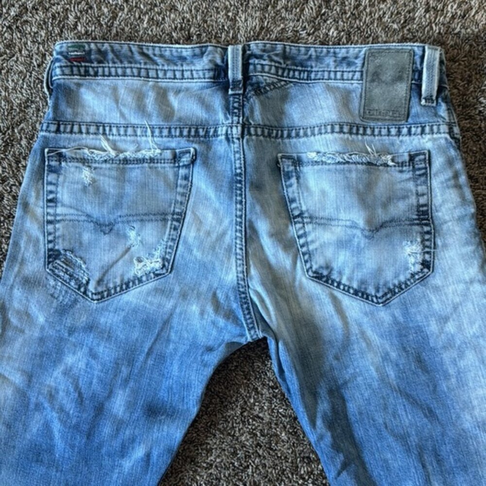 Diesel 32 x 32 Acid Wash Thavar Distressed Slim Skinny Jeans - Picture 11 of 16